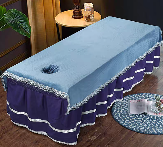 花边蕾丝洞单厚蓝色