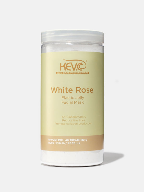 Mascarilla elástica de gelatina con rosa blanca