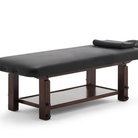 CM85H Adjustable Solid Wood Massage Bed with U-Shaped Pillow Black