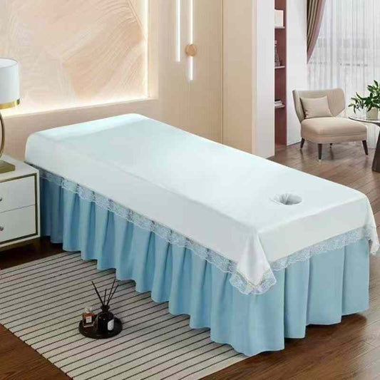 Lace bed sheets (white, pink, gray)