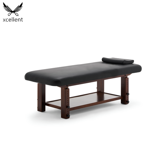 M85H Adjustable Solid Wood Massage Table Black